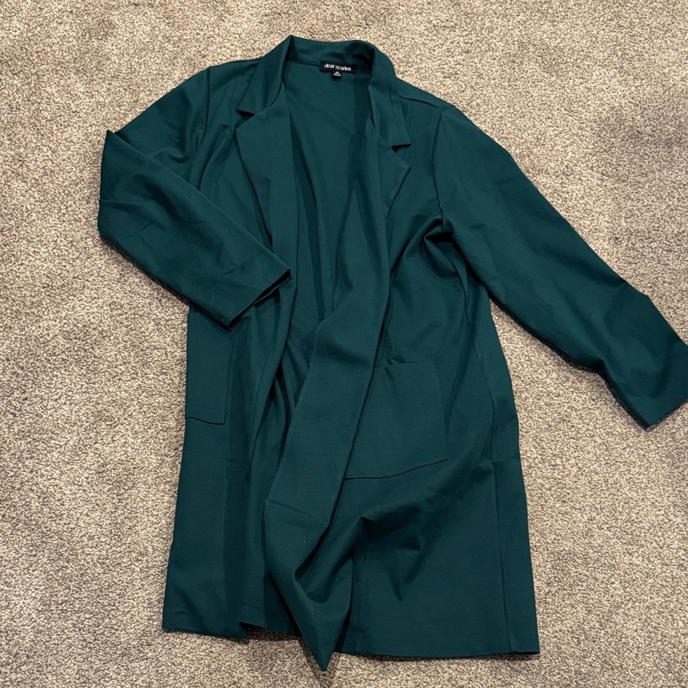 Green Open-Front Blazer Jacket